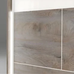 NINO LIGHT - Armoire Effet Bois Portes Coulissantes Avec Frein + Arche Leds -Sominova Soldes Boutique armoire et dressing 8979321