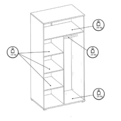 Armoire 2 Portes Blanc Et Gris Soma - Blanc -Sominova Soldes Boutique armoire et dressing 9191157