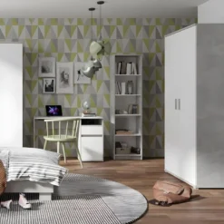 Armoire 2 Portes Blanc Et Gris Soma - Blanc -Sominova Soldes Boutique armoire et dressing 9191159