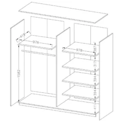 Armoire 2 Mètres. 2 Portes Coulissantes Avec Miroirs Couleur Chêne. Collection FLOYD -Sominova Soldes Boutique armoire et dressing 9325999