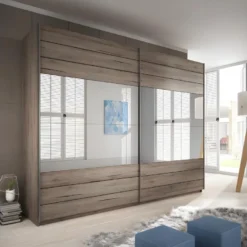 Armoire 220cm. 2 Portes Coulissantes Avec Miroirs Couleur Chêne. Collection FLOYD -Sominova Soldes Boutique armoire et dressing 9326015