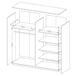 Armoire 220cm. 2 Portes Coulissantes Avec Miroirs Couleur Chêne. Collection FLOYD -Sominova Soldes Boutique armoire et dressing 9326017