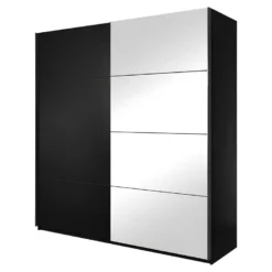 Armoire Design 220cm. 2 Portes Avec Miroirs Modulables. Couleur Noir Mat. Collection EOS