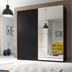 Armoire Design 220cm. 2 Portes Avec Miroirs Modulables. Couleur Noir Mat. Collection EOS 8 Armoire Design 220cm. 2 Portes Avec Miroirs Modulables. Couleur Noir Mat. Collection EOS -Sominova Soldes Boutique armoire et dressing 9575115