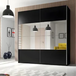 Armoire Design 220cm. 2 Portes Avec Miroirs Modulables. Couleur Noir Mat. Collection EOS 9 Armoire Design 220cm. 2 Portes Avec Miroirs Modulables. Couleur Noir Mat. Collection EOS -Sominova Soldes Boutique armoire et dressing 9575117