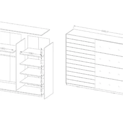 Armoire 2 Portes Coulissantes 220cm Couleur Chêne Foncé Et Noir. Collection FLOYD -Sominova Soldes Boutique armoire et dressing 9575155