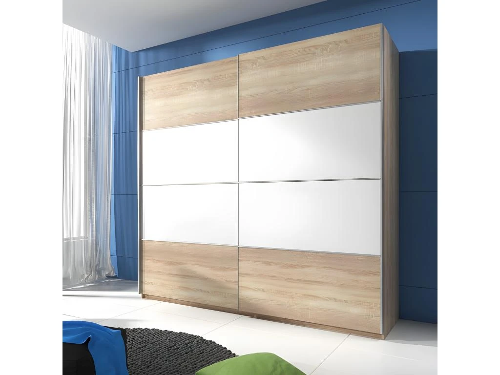 Armoire Design 2 Portes Avec Miroirs 220cm Couleur Chêne Clair. Collection EOS 3 Armoire Design 2 Portes Avec Miroirs 220cm Couleur Chêne Clair. Collection EOS