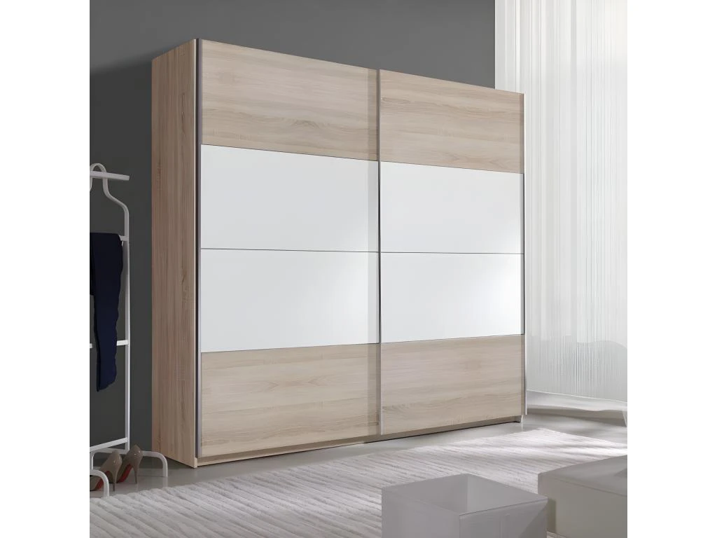 Armoire Design 2 Portes Avec Miroirs 220cm Couleur Chêne Clair. Collection EOS 4 Armoire Design 2 Portes Avec Miroirs 220cm Couleur Chêne Clair. Collection EOS – Image 2