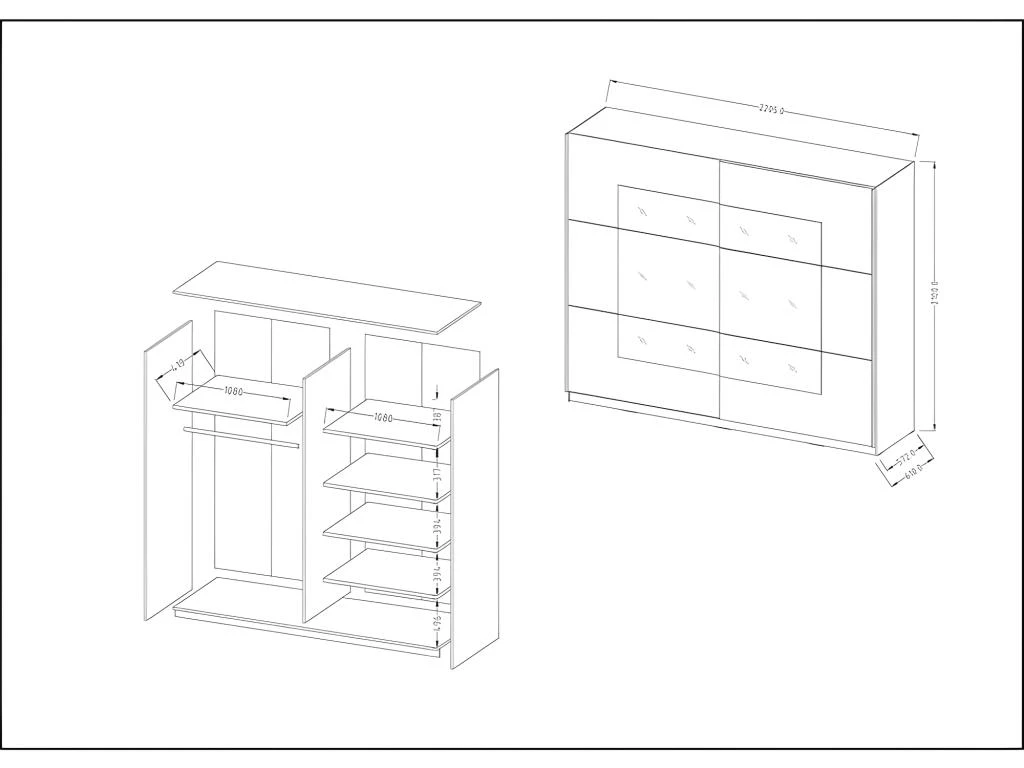 Armoire Design 2 Portes Avec Miroirs 220cm Couleur Chêne Clair. Collection EOS 6 Armoire Design 2 Portes Avec Miroirs 220cm Couleur Chêne Clair. Collection EOS – Image 4