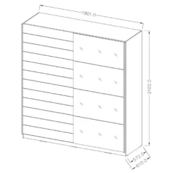 Armoire Design 2 Portes 180cm Couleur Chêne Foncé. Collection EOS -Sominova Soldes Boutique armoire et dressing 9575463