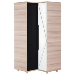Armoire D'angle 2 Portes Evolve Bois Blanc Et Noir