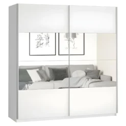 Armoire Design 180cm. 2 Portes Avec Miroirs Modulables. Couleur Blanc Mat. Collection EOS -Sominova Soldes Boutique armoire et dressing 9575591