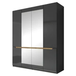 Armoire Design 4 Portes Et 2 Miroirs Couleur Grise Finitions Glossy - LUCIA