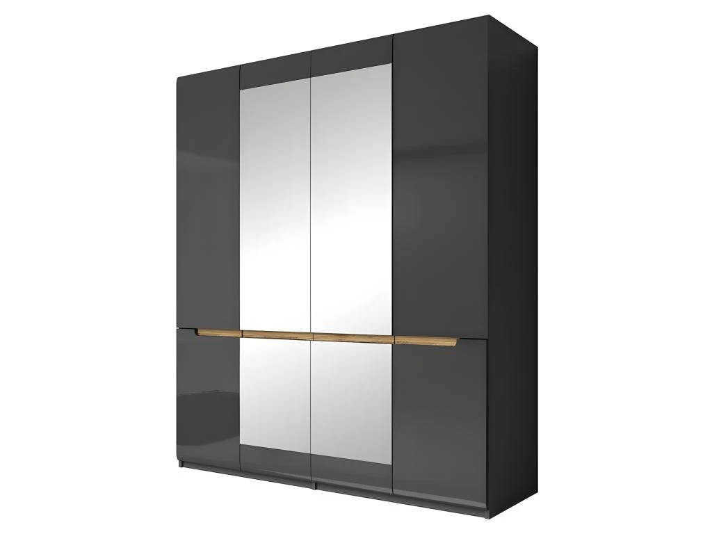 Armoire Design 4 Portes Et 2 Miroirs Couleur Grise Finitions Glossy - LUCIA 3 Armoire Design 4 Portes Et 2 Miroirs Couleur Grise Finitions Glossy - LUCIA