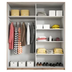 Armoire Design 2 Portes 180cm Couleur Chêne Clair Et Blanc. Collection EOS 9 Armoire Design 2 Portes 180cm Couleur Chêne Clair Et Blanc. Collection EOS -Sominova Soldes Boutique armoire et dressing 9576107