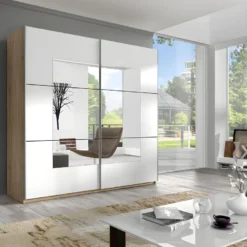 Armoire Design 2 Portes 180cm Couleur Chêne Clair Et Blanc. Collection EOS 10 Armoire Design 2 Portes 180cm Couleur Chêne Clair Et Blanc. Collection EOS -Sominova Soldes Boutique armoire et dressing 9576109