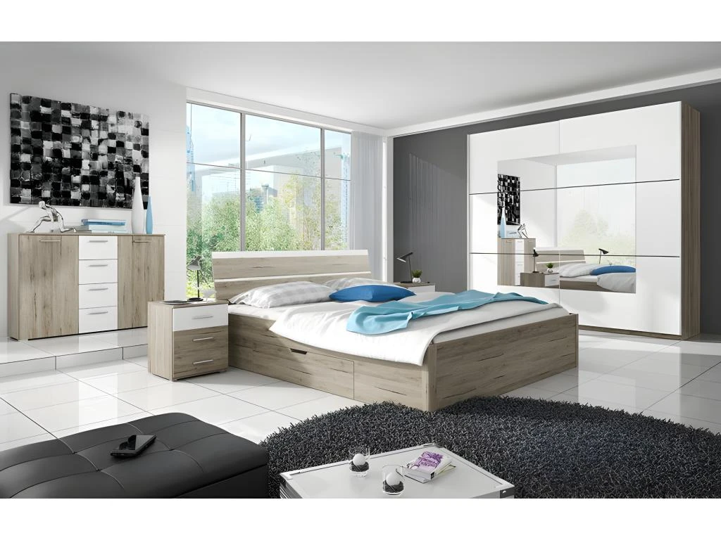 Armoire Design 2 Portes 180cm Couleur Chêne Clair Et Blanc. Collection EOS 7 Armoire Design 2 Portes 180cm Couleur Chêne Clair Et Blanc. Collection EOS – Image 5