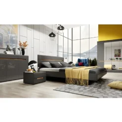 Armoire Design 5 Portes Et 3 Miroirs Couleur Grise Finitions Glossy - LUCIA -Sominova Soldes Boutique armoire et dressing 9576255