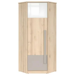 Armoire D'angle 1 Porte Stella Bois Gris Et Blanc
