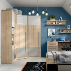 Armoire D'angle 1 Porte Stella Bois Gris Et Blanc -Sominova Soldes Boutique armoire et dressing 9576267