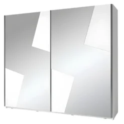 Armoire De La Collection FULMO, 2 Portes Coulissantes, 2 Mètres, Coloris Blanc Et Finitions Gris Béton.