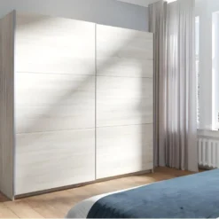 Armoire, Garde Robe ARSALA Sonoma 200 Cm Deux Portes Coulissantes. Dressing Complet, Penderie Et étagères. Type Scandinave