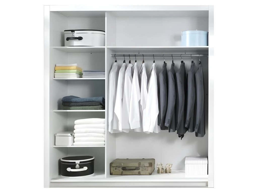 Armoire Design Deux Portes Coulissantes VERONA. Miroirs Inclus. Coloris Blanc Alpins, Finitions Brillants 4 Armoire Design Deux Portes Coulissantes VERONA. Miroirs Inclus. Coloris Blanc Alpins, Finitions Brillants – Image 2