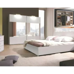 Armoire Design Deux Portes Coulissantes VERONA. Miroirs Inclus. Coloris Blanc Alpins, Finitions Brillants 7 Armoire Design Deux Portes Coulissantes VERONA. Miroirs Inclus. Coloris Blanc Alpins, Finitions Brillants -Sominova Soldes Boutique armoire et dressing 9576459