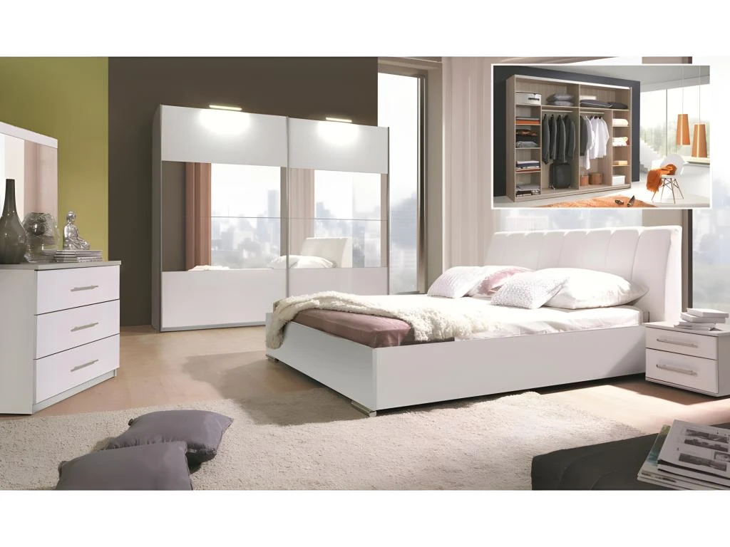 Armoire Design Deux Portes Coulissantes VERONA. Miroirs Inclus. Coloris Blanc Alpins, Finitions Brillants 5 Armoire Design Deux Portes Coulissantes VERONA. Miroirs Inclus. Coloris Blanc Alpins, Finitions Brillants – Image 3
