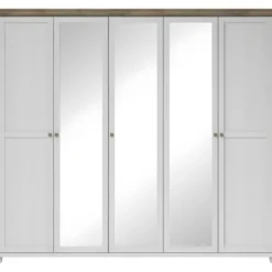 Armoire 250x220 Avec 5 Portes. Coloris Blanc Et Chêne. Collection ASSIA