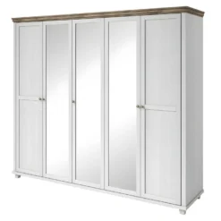 Armoire 250x220 Avec 5 Portes. Coloris Blanc Et Chêne. Collection ASSIA -Sominova Soldes Boutique armoire et dressing 9576523