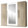 Armoire 4 Portes Avec Miroirs Couleur Chêne Et Blanc - IRINA -Sominova Soldes Boutique armoire et dressing 9576625
