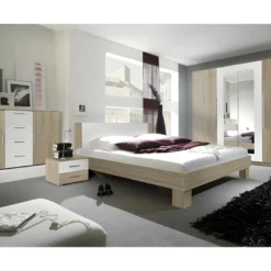 Armoire 4 Portes Avec Miroirs Couleur Chêne Et Blanc - IRINA -Sominova Soldes Boutique armoire et dressing 9576631