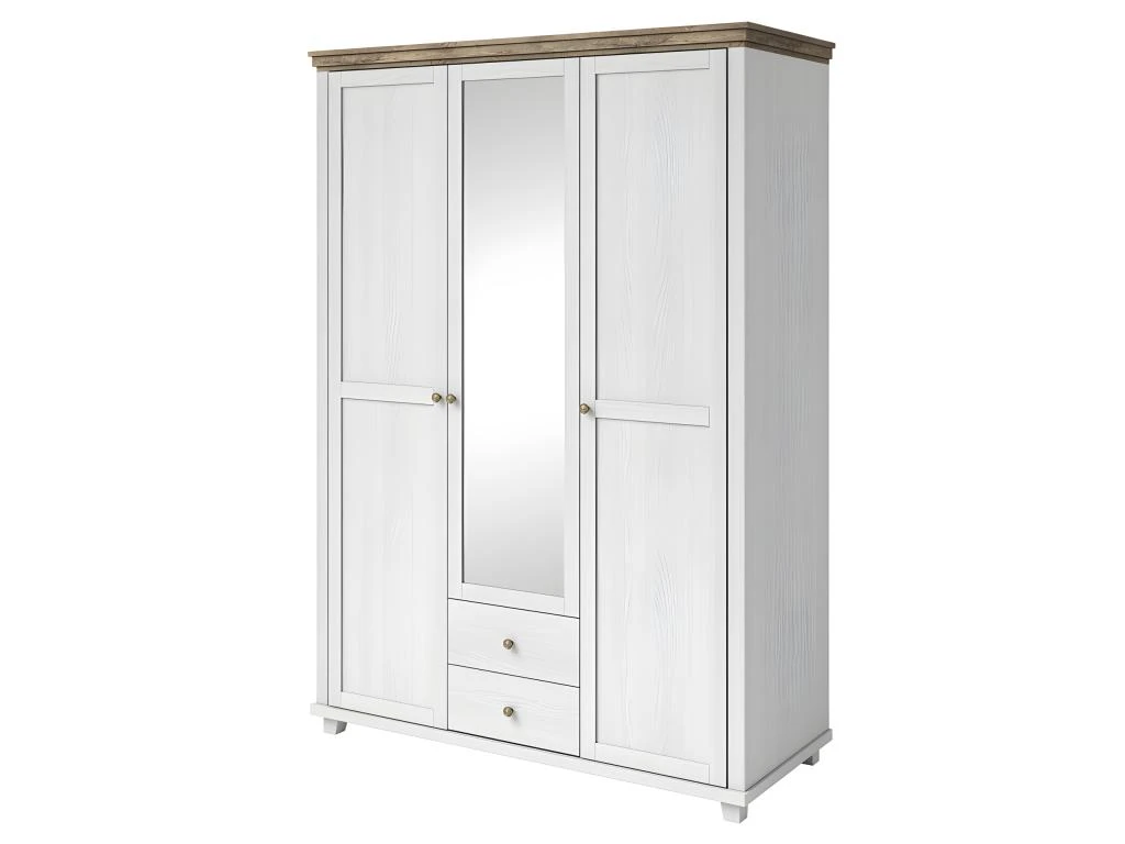 Armoire 150x220 Avec 3 Portes Et 2 Tiroirs. Coloris Blanc Et Chêne. Collection ASSIA 3 Armoire 150x220 Avec 3 Portes Et 2 Tiroirs. Coloris Blanc Et Chêne. Collection ASSIA
