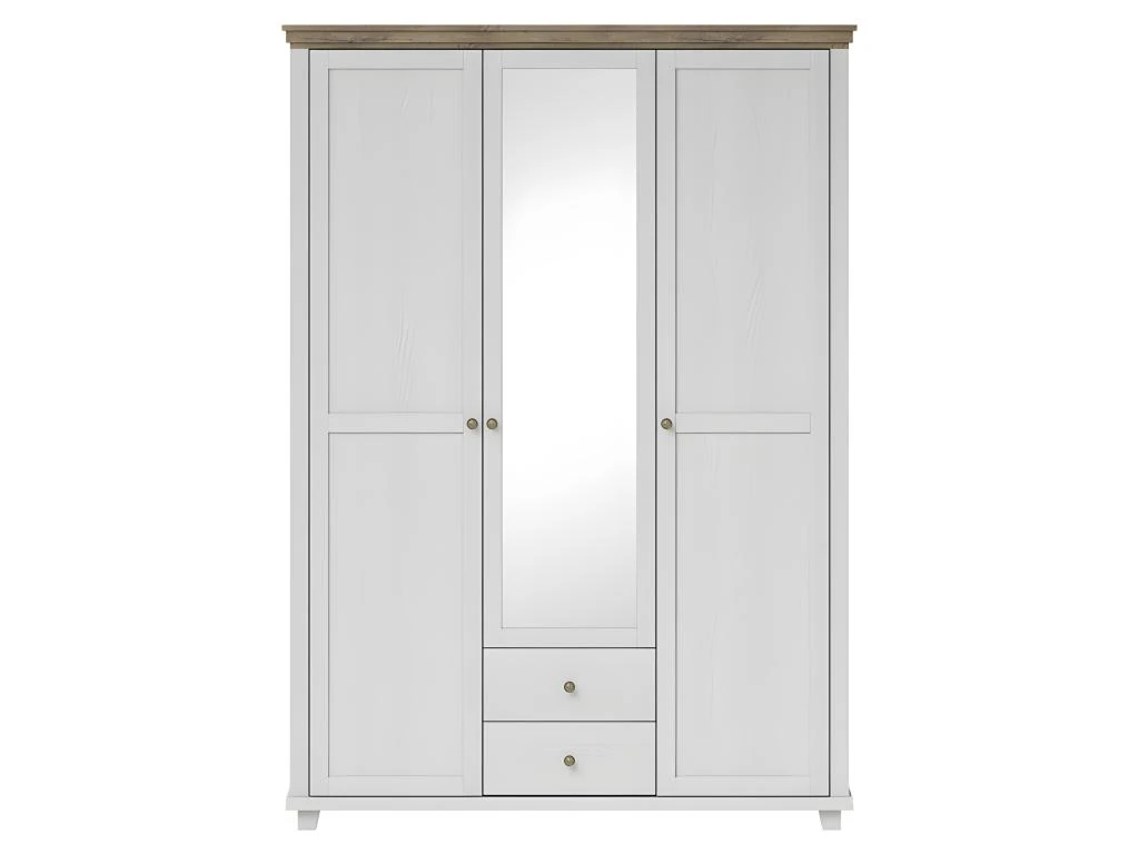 Armoire 150x220 Avec 3 Portes Et 2 Tiroirs. Coloris Blanc Et Chêne. Collection ASSIA 5 Armoire 150x220 Avec 3 Portes Et 2 Tiroirs. Coloris Blanc Et Chêne. Collection ASSIA – Image 3