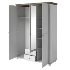 Armoire 150x220 Avec 3 Portes Et 2 Tiroirs. Coloris Blanc Et Chêne. Collection ASSIA 10 Armoire 150x220 Avec 3 Portes Et 2 Tiroirs. Coloris Blanc Et Chêne. Collection ASSIA -Sominova Soldes Boutique armoire et dressing 9576765