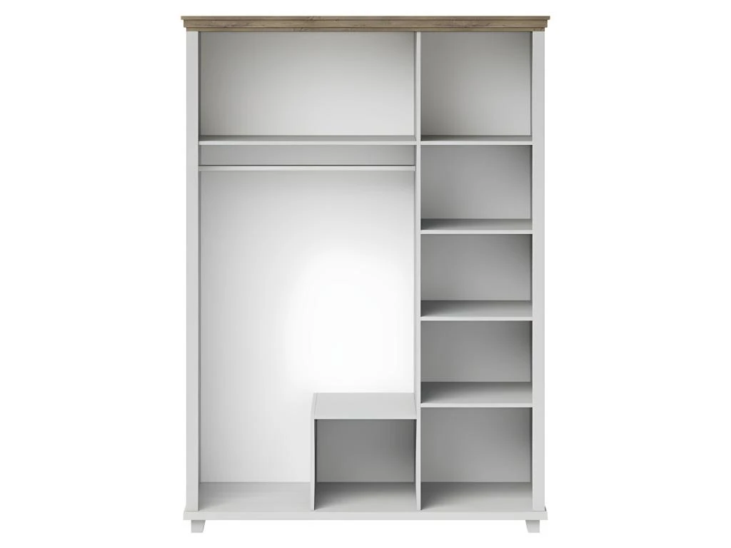 Armoire 150x220 Avec 3 Portes Et 2 Tiroirs. Coloris Blanc Et Chêne. Collection ASSIA 7 Armoire 150x220 Avec 3 Portes Et 2 Tiroirs. Coloris Blanc Et Chêne. Collection ASSIA – Image 5