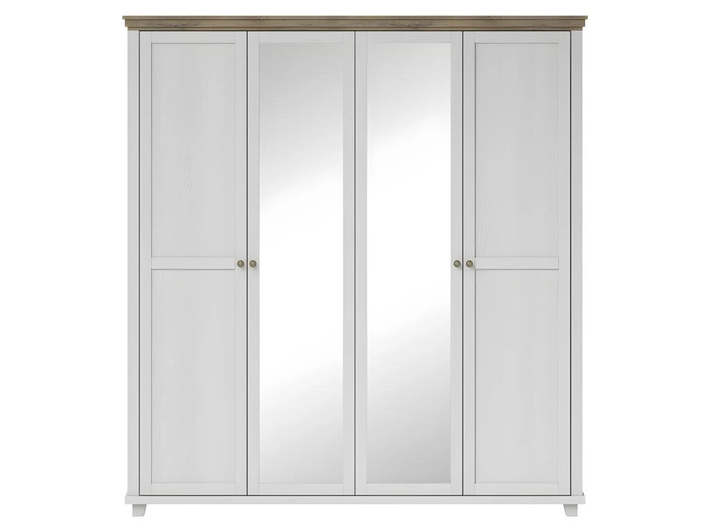 Armoire 200x220 Avec 4 Portes. Coloris Blanc Et Chêne. Collection ASSIA 3 Armoire 200x220 Avec 4 Portes. Coloris Blanc Et Chêne. Collection ASSIA