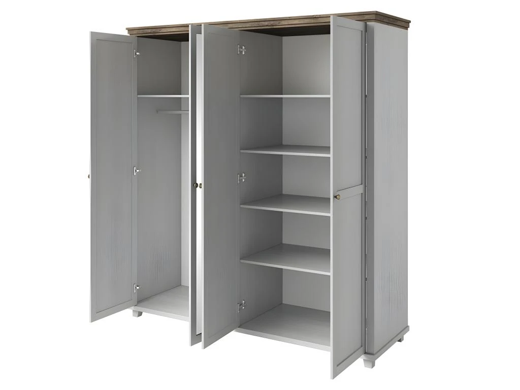 Armoire 200x220 Avec 4 Portes. Coloris Blanc Et Chêne. Collection ASSIA 5 Armoire 200x220 Avec 4 Portes. Coloris Blanc Et Chêne. Collection ASSIA – Image 3