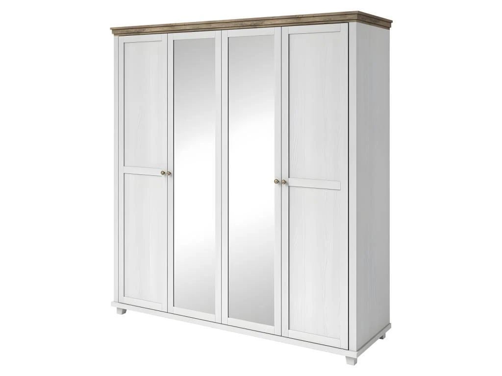 Armoire 200x220 Avec 4 Portes. Coloris Blanc Et Chêne. Collection ASSIA 6 Armoire 200x220 Avec 4 Portes. Coloris Blanc Et Chêne. Collection ASSIA – Image 4