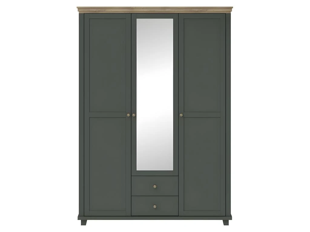 Armoire 150x220 Avec 3 Portes Et 2 Tiroirs. Coloris Vert Kaki Et Chêne. Collection ASSIA 5 Armoire 150x220 Avec 3 Portes Et 2 Tiroirs. Coloris Vert Kaki Et Chêne. Collection ASSIA – Image 3