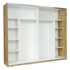 Armoire, Garde Robe WOOD Deux Portes Coulissantes 250 Cm. Coloris Chêne Et Blanc Brillant. Meuble Pour Chambre à Coucher 6 Armoire, Garde Robe WOOD Deux Portes Coulissantes 250 Cm. Coloris Chêne Et Blanc Brillant. Meuble Pour Chambre à Coucher -Sominova Soldes Boutique armoire et dressing 9577023