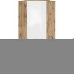Armoire D'angle 1 Porte June Blanc Et Bois
