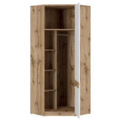 Armoire D'angle 1 Porte June Blanc Et Bois -Sominova Soldes Boutique armoire et dressing 9577031