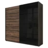 Armoire 2 Portes Coulissantes 200cm Couleur Chêne Foncé Et Noir. Collection FLOYD -Sominova Soldes Boutique armoire et dressing 9577235