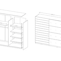 Armoire 2 Portes Coulissantes 200cm Couleur Chêne Foncé Et Noir. Collection FLOYD -Sominova Soldes Boutique armoire et dressing 9577241