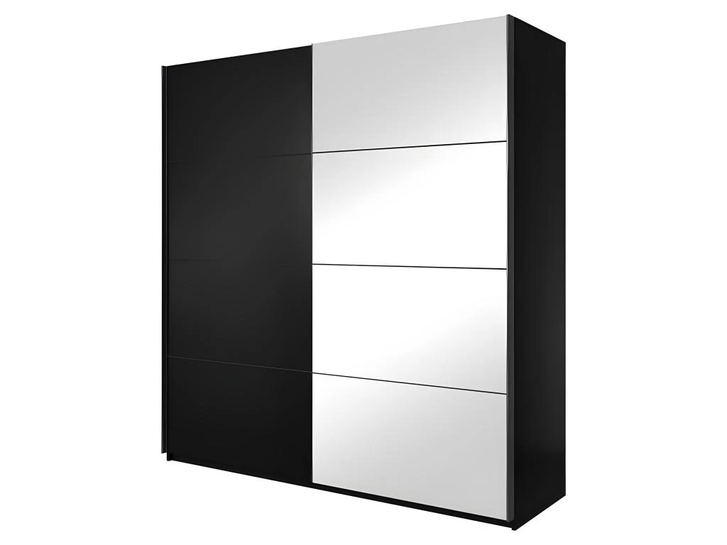Armoire Design 180cm. 2 Portes Avec Miroirs Modulables. Couleur Noir Mat. Collection EOS 3 Armoire Design 180cm. 2 Portes Avec Miroirs Modulables. Couleur Noir Mat. Collection EOS