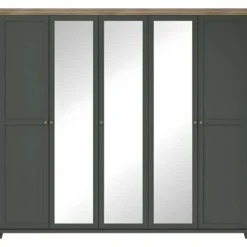 Armoire 250x220 Avec 5 Portes. Coloris Vert Kaki Et Chêne. Collection ASSIA -Sominova Soldes Boutique armoire et dressing 9577533
