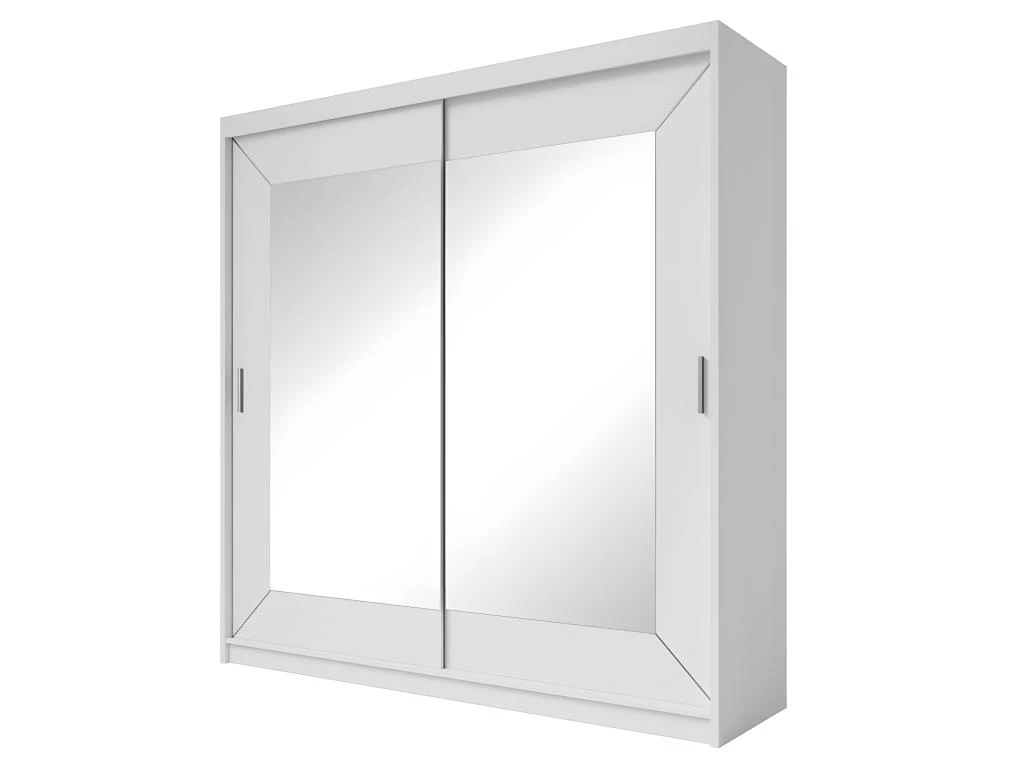 Armoire 200cm Avec Miroirs Et Portes Coulissantes. Collection ROMEO. Coloris Blanc 4 Armoire 200cm Avec Miroirs Et Portes Coulissantes. Collection ROMEO. Coloris Blanc – Image 2