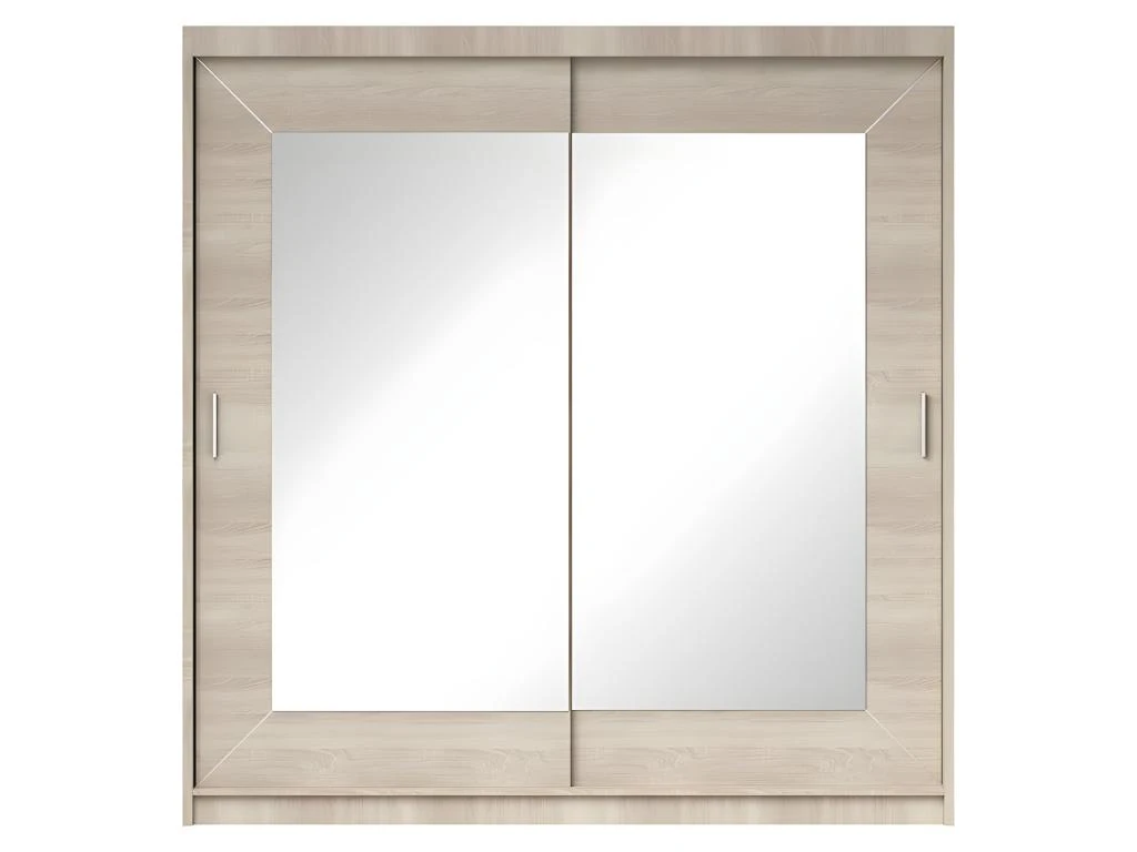 Armoire 200cm Avec Miroirs Et Portes Coulissantes. Collection ROMEO. Effet Chêne 3 Armoire 200cm Avec Miroirs Et Portes Coulissantes. Collection ROMEO. Effet Chêne